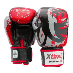 Xthai Gants de Boxe Tribal Dragon Rouge Et Noir