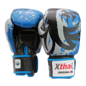 Xthai Gants de Boxe Tribal Dragon Bleu Et Noir